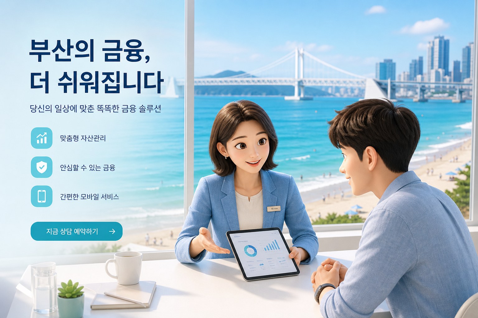 상담사가 고객과 상환 일정을 함께 검토하는 장면